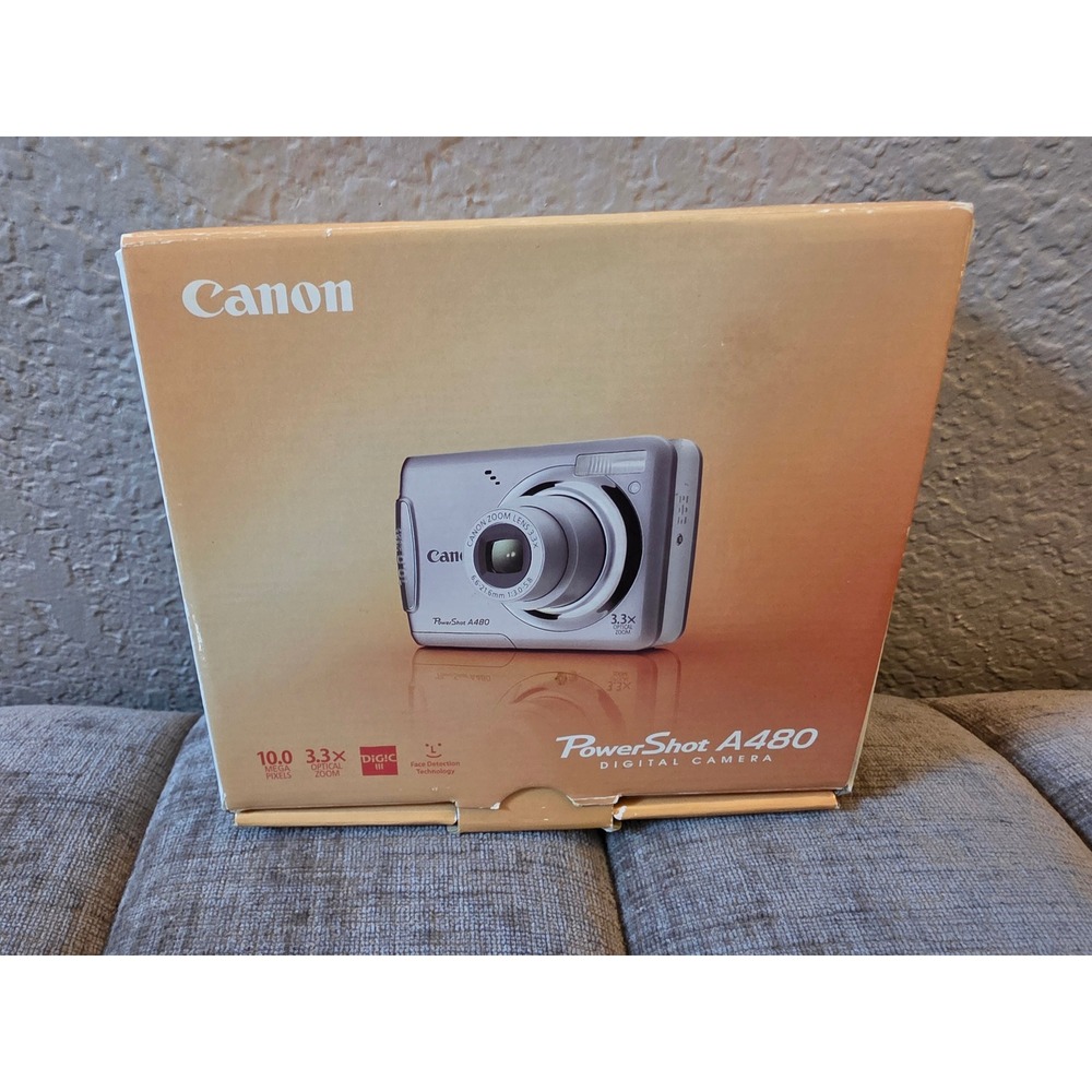 Canon PowerShot A480 Silver 10.0MP Digital Camera Bundle w/ Box, Cords, SD Card - Picture 3 of 6